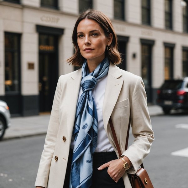 Quelles techniques pour nouer un foulard de soie pour dynamiser un ensemble de travail?